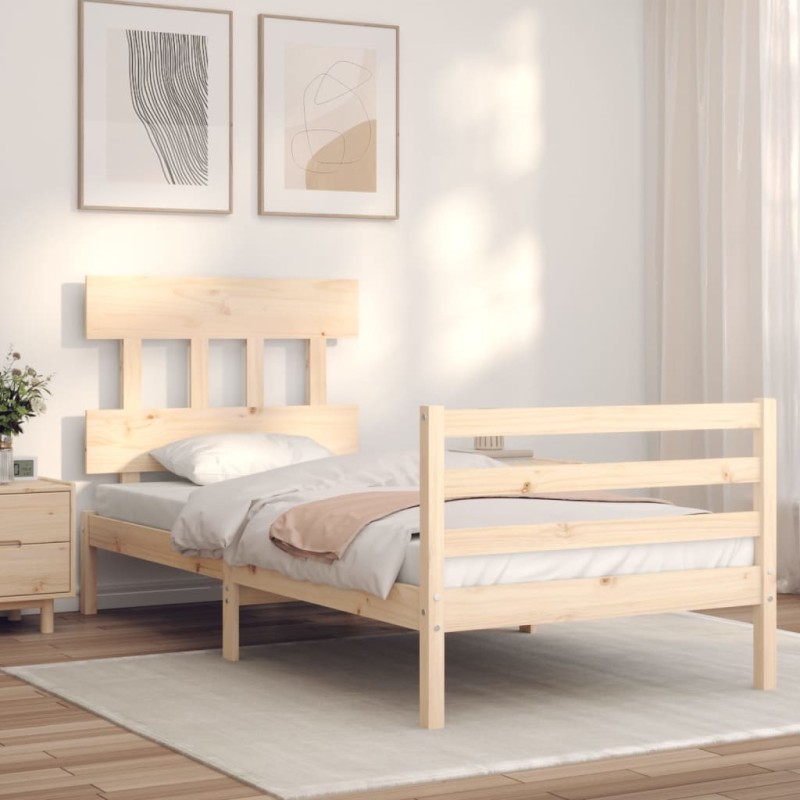vidaXL Massivholzbett mit Kopfteil vidaXL Massivholzbett mit Kopfteil