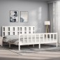 Bettgestell mit Kopfteil Weiß 180x200 cm Massivholz Bettgestell mit Kopfteil Weiß 180x200 cm Massivholz