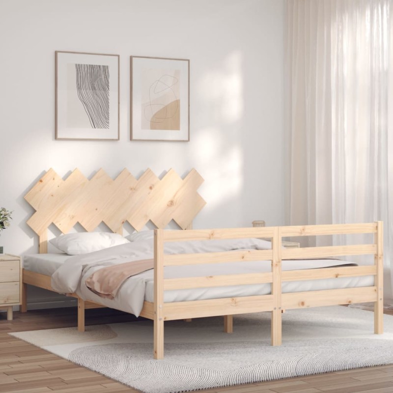 vidaXL Massivholzbett mit Kopfteil 140x200 cm vidaXL Massivholzbett mit Kopfteil 140x200 cm