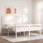 vidaXL Seniorenbett mit Kopfteil Weiß Kingsize Massivholz vidaXL Seniorenbett mit Kopfteil Weiß Kingsize Massivholz