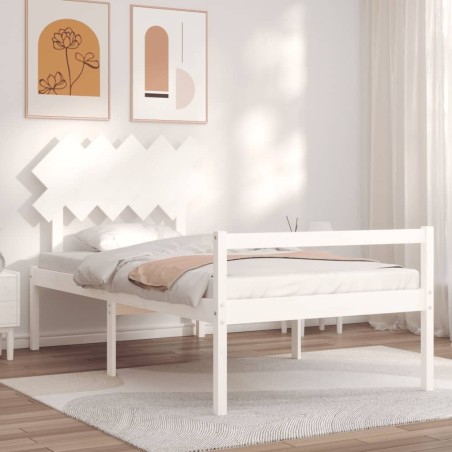 vidaXL Seniorenbett mit Kopfteil 100x200 cm Weiß Massivholz