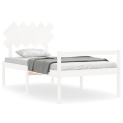 vidaXL Seniorenbett mit Kopfteil 100x200 cm Weiß Massivholz