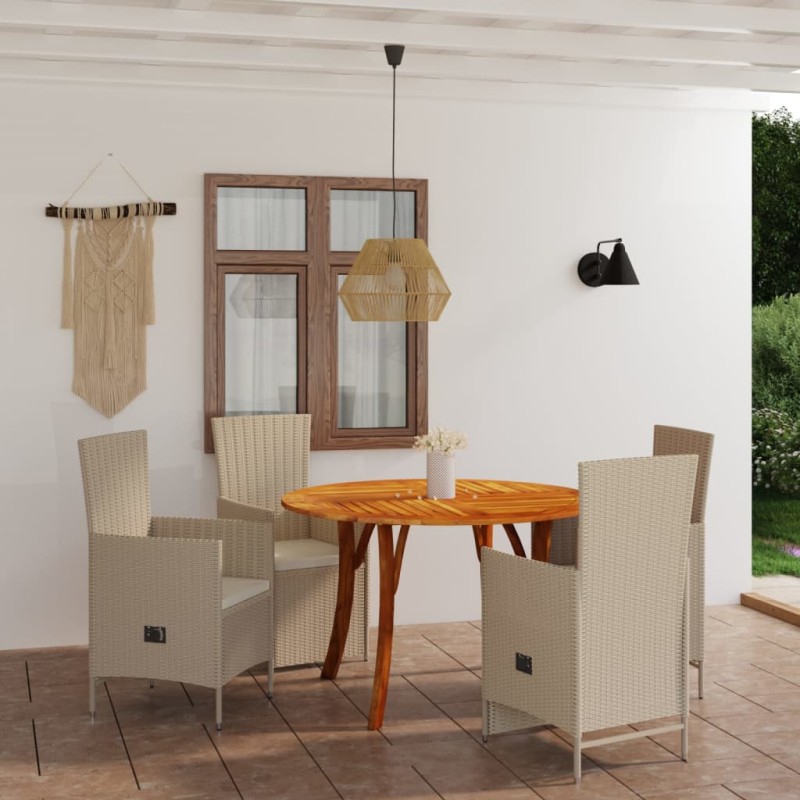 vidaXL 5-tlg. Garten-Essgruppe Beige vidaXL 5-tlg. Garten-Essgruppe Beige