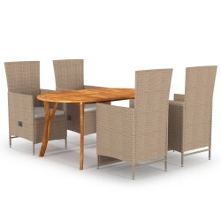 vidaXL 5-tlg. Garten-Essgruppe Beige