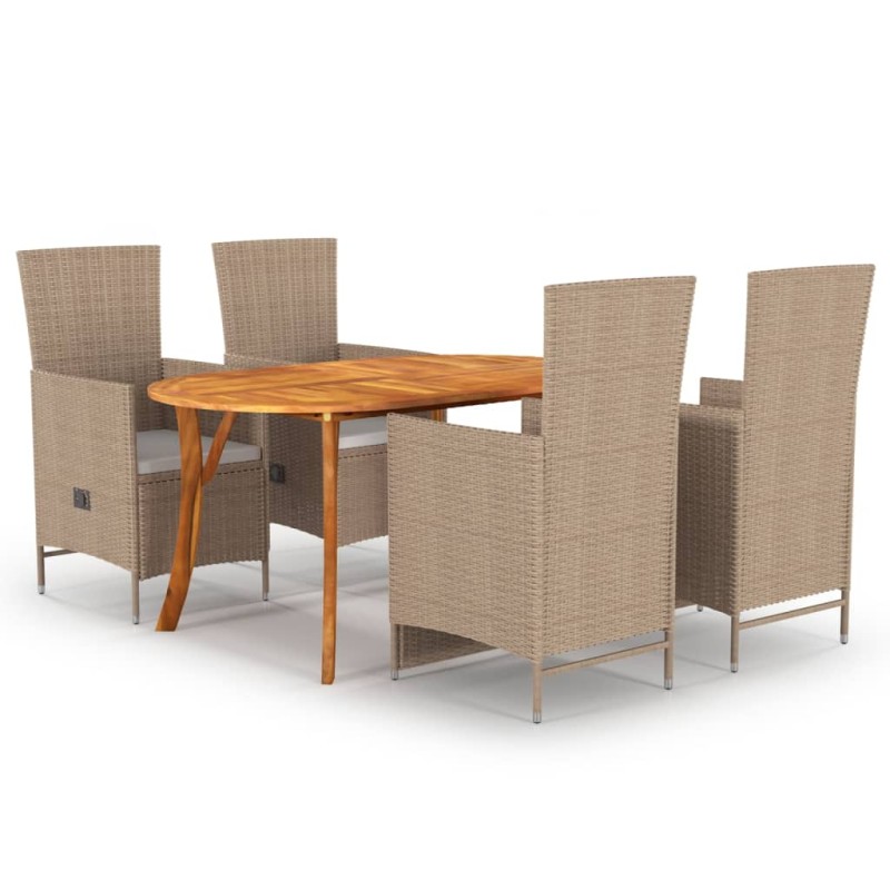 vidaXL 5-tlg. Garten-Essgruppe Beige vidaXL 5-tlg. Garten-Essgruppe Beige
