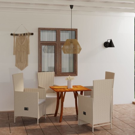 vidaXL 5-tlg. Garten-Essgruppe Beige