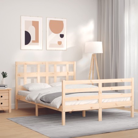 vidaXL Massivholzbett mit Kopfteil 140x200 cm