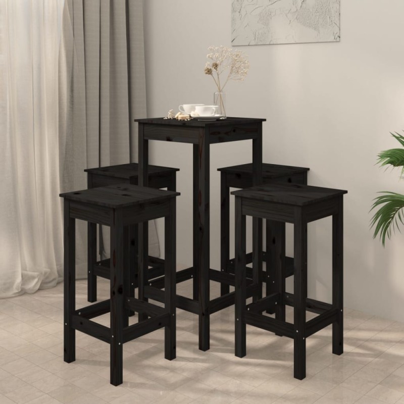 vidaXL 5-tlg. Bar-Set Schwarz Massivholz Kiefer vidaXL 5-tlg. Bar-Set Schwarz Massivholz Kiefer