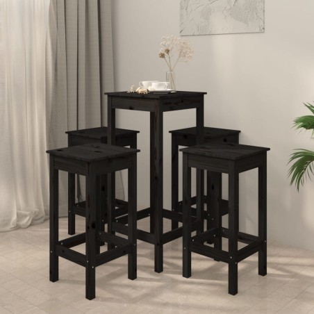 vidaXL 5-tlg. Bar-Set Schwarz Massivholz Kiefer