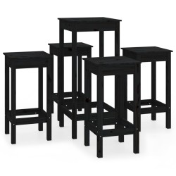 vidaXL 5-tlg. Bar-Set Schwarz Massivholz Kiefer