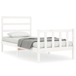 vidaXL Massivholzbett mit Kopfteil Weiß 90x190 cm