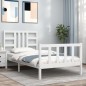 vidaXL Massivholzbett mit Kopfteil Weiß 90x190 cm vidaXL Massivholzbett mit Kopfteil Weiß 90x190 cm