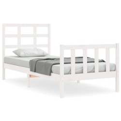 vidaXL Massivholzbett mit Kopfteil Weiß 90x190 cm