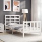 vidaXL Massivholzbett mit Kopfteil Weiß 90x190 cm vidaXL Massivholzbett mit Kopfteil Weiß 90x190 cm
