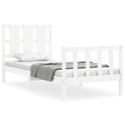 vidaXL Massivholzbett mit Kopfteil Weiß 90x190 cm