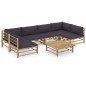 7-tlg. Garten-Lounge-Set mit Dunkelgrauen Kissen Bambus 7-tlg. Garten-Lounge-Set mit Dunkelgrauen Kissen Bambus