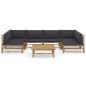 7-tlg. Garten-Lounge-Set mit Dunkelgrauen Kissen Bambus 7-tlg. Garten-Lounge-Set mit Dunkelgrauen Kissen Bambus