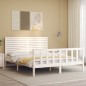 vidaXL Massivholzbett mit Kopfteil Weiß 160x200 cm vidaXL Massivholzbett mit Kopfteil Weiß 160x200 cm
