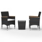 vidaXL 3-tlg. Bistro-Set Poly Rattan und Hartglas Schwarz vidaXL 3-tlg. Bistro-Set Poly Rattan und Hartglas Schwarz