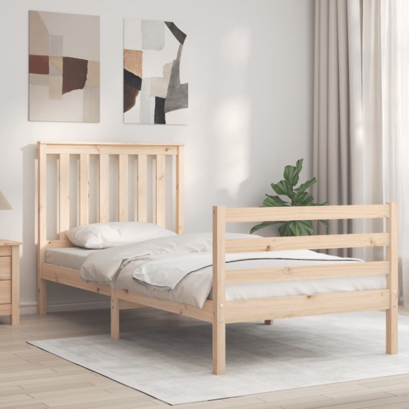 vidaXL Massivholzbett mit Kopfteil vidaXL Massivholzbett mit Kopfteil
