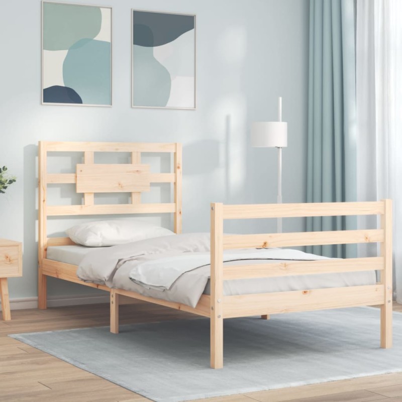 vidaXL Massivholzbett mit Kopfteil vidaXL Massivholzbett mit Kopfteil