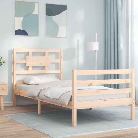 vidaXL Massivholzbett mit Kopfteil