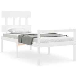 vidaXL Massivholzbett mit Kopfteil Weiß 90x200 cm