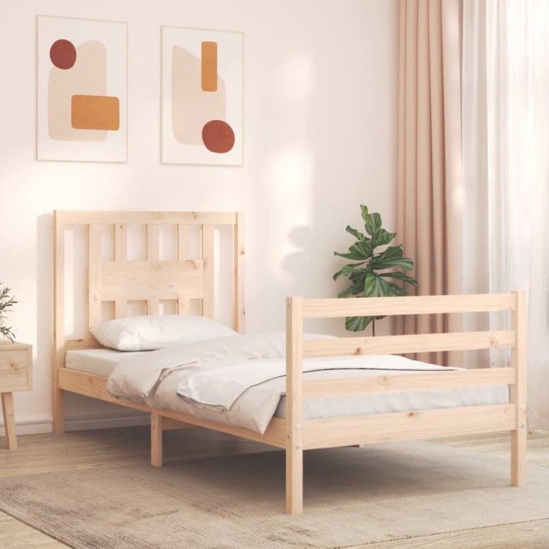 vidaXL Massivholzbett mit Kopfteil vidaXL Massivholzbett mit Kopfteil