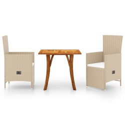 vidaXL 3-tlg. Garten-Essgruppe Beige