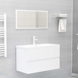 vidaXL Badmöbel-Set Hochglanz-Weiß Holzwerkstoff