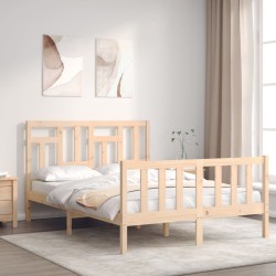 vidaXL Massivholzbett mit Kopfteil 120x200 cm