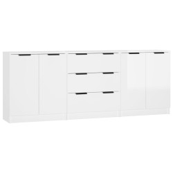 vidaXL 3-tlg. Sideboard-Set Hochglanz-Weiß Holzwerkstoff