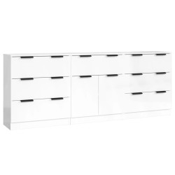 vidaXL 3-tlg. Sideboard Hochglanz-Weiß Holzwerkstoff