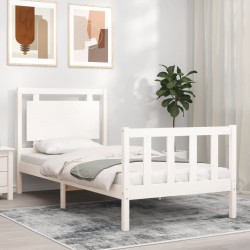vidaXL Massivholzbett mit Kopfteil Weiß 90x190 cm
