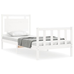 vidaXL Massivholzbett mit Kopfteil Weiß 90x190 cm