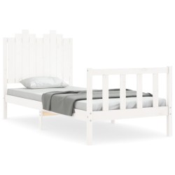 vidaXL Massivholzbett mit Kopfteil Weiß 90x190 cm