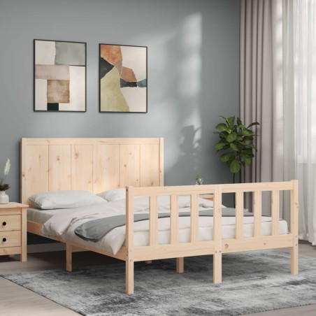 vidaXL Massivholzbett mit Kopfteil 140x190 cm