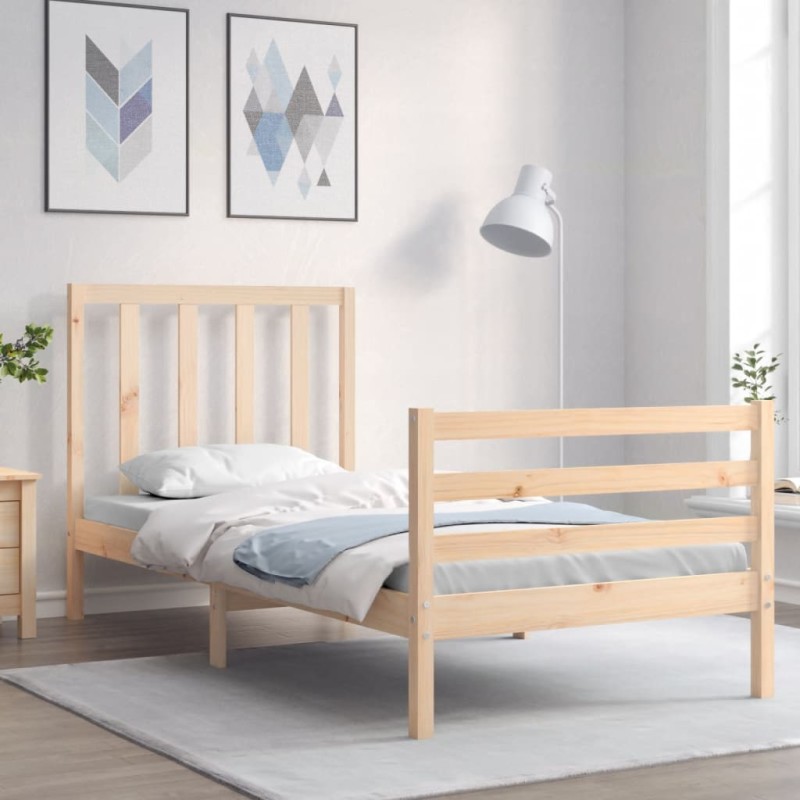 vidaXL Massivholzbett mit Kopfteil vidaXL Massivholzbett mit Kopfteil