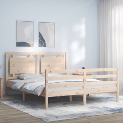 vidaXL Massivholzbett mit Kopfteil 160x200 cm