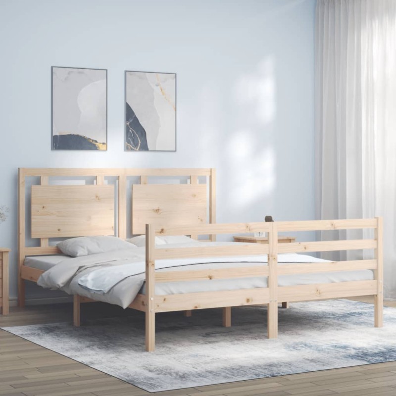 vidaXL Massivholzbett mit Kopfteil 160x200 cm vidaXL Massivholzbett mit Kopfteil 160x200 cm