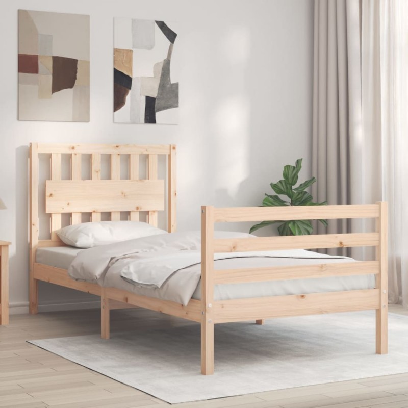 vidaXL Massivholzbett mit Kopfteil vidaXL Massivholzbett mit Kopfteil