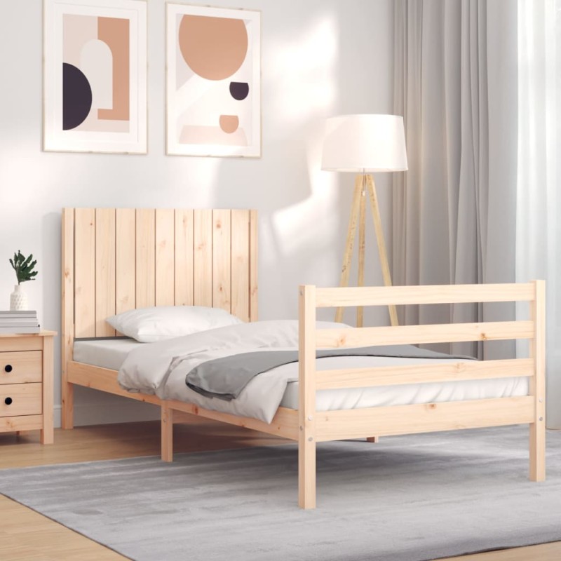 vidaXL Massivholzbett mit Kopfteil vidaXL Massivholzbett mit Kopfteil