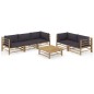 vidaXL 6-tlg. Garten-Lounge-Set mit Dunkelgrauen Kissen Bambus vidaXL 6-tlg. Garten-Lounge-Set mit Dunkelgrauen Kissen Bambus