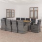 vidaXL 11-tlg. Garten-Essgruppe mit Auflagen Poly Rattan Grau vidaXL 11-tlg. Garten-Essgruppe mit Auflagen Poly Rattan Grau