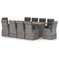 vidaXL 11-tlg. Garten-Essgruppe mit Auflagen Poly Rattan Grau vidaXL 11-tlg. Garten-Essgruppe mit Auflagen Poly Rattan Grau