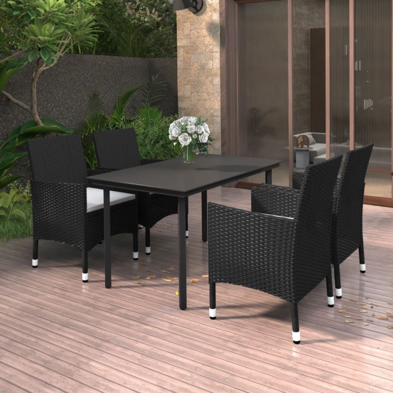 vidaXL 5-tlg. Garten-Essgruppe mit Auflagen Poly Rattan und Glas vidaXL 5-tlg. Garten-Essgruppe mit Auflagen Poly Rattan und Glas