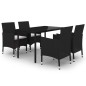 vidaXL 5-tlg. Garten-Essgruppe mit Auflagen Poly Rattan und Glas vidaXL 5-tlg. Garten-Essgruppe mit Auflagen Poly Rattan und Glas