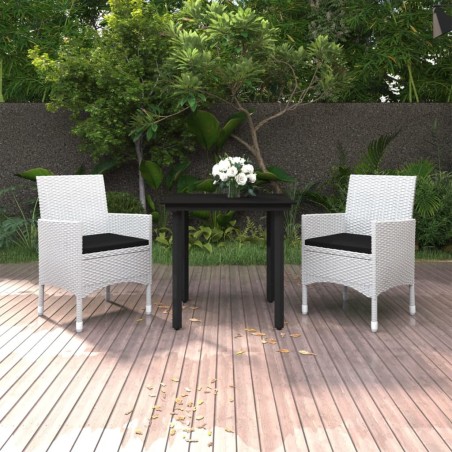vidaXL 3-tlg. Garten-Essgruppe mit Auflagen Poly Rattan und Glas