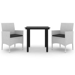 vidaXL 3-tlg. Garten-Essgruppe mit Auflagen Poly Rattan und Glas