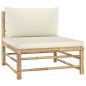 5-tlg. Garten-Lounge-Set mit Cremeweißen Kissen Bambus 5-tlg. Garten-Lounge-Set mit Cremeweißen Kissen Bambus